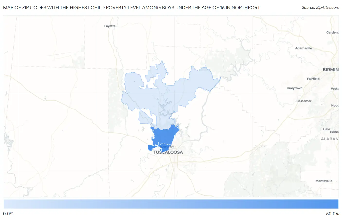 Zip Codes with the Highest Child Poverty Level Among Boys Under the Age of 16 in Northport Map