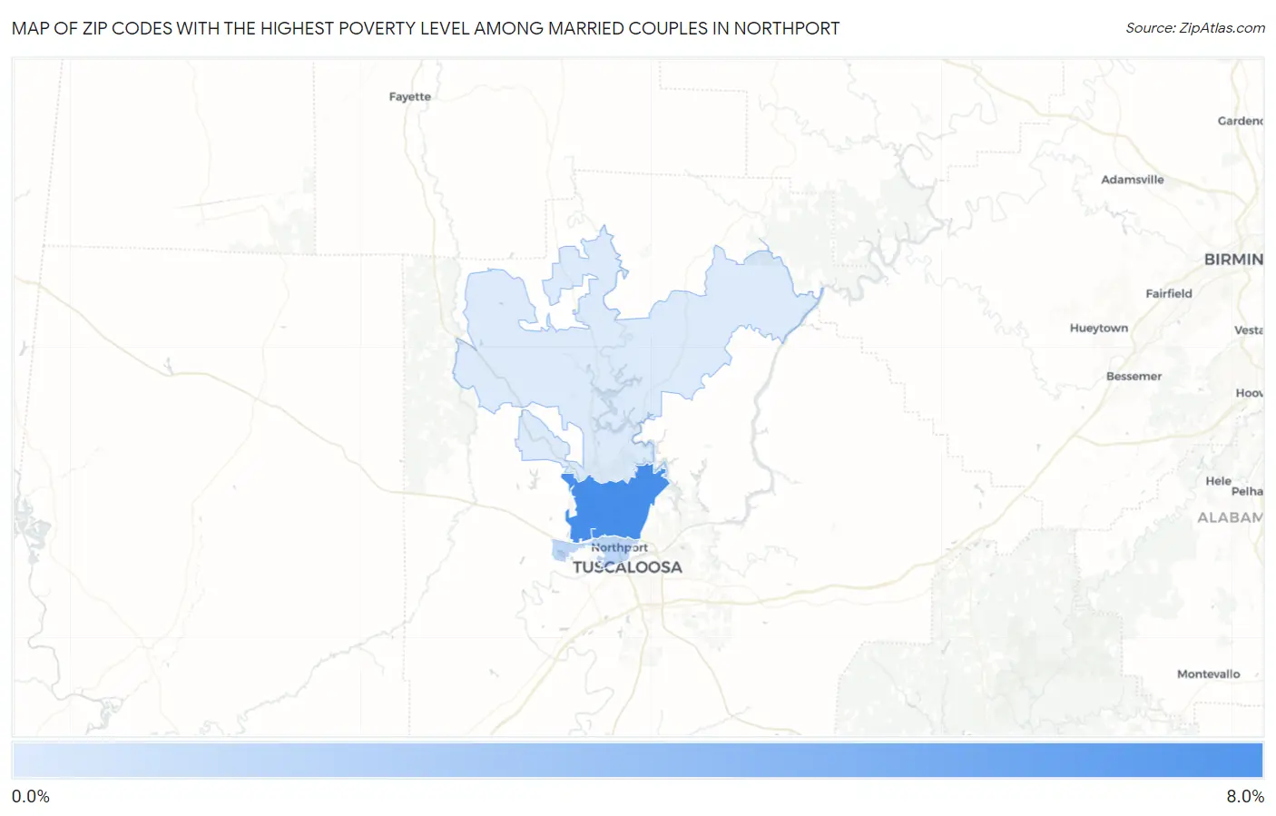 Zip Codes with the Highest Poverty Level Among Married Couples in Northport Map