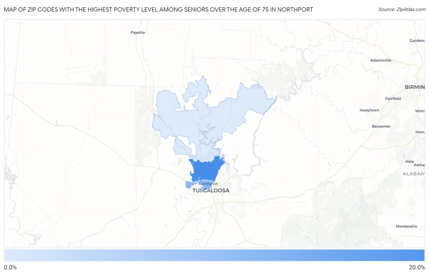 Zip Codes with the Highest Poverty Level Among Seniors Over the Age of 75 in Northport Map