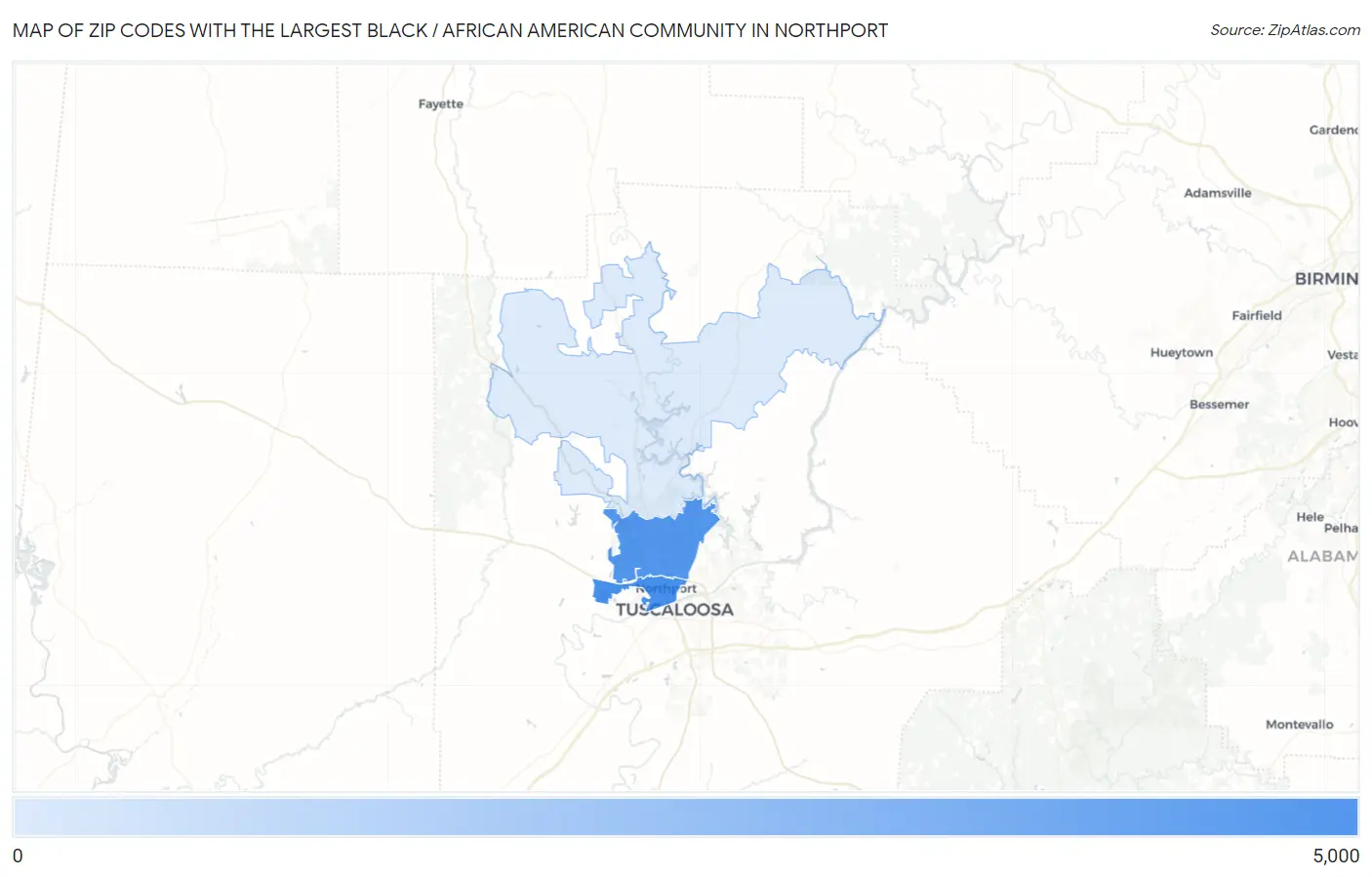 Zip Codes with the Largest Black / African American Community in Northport Map