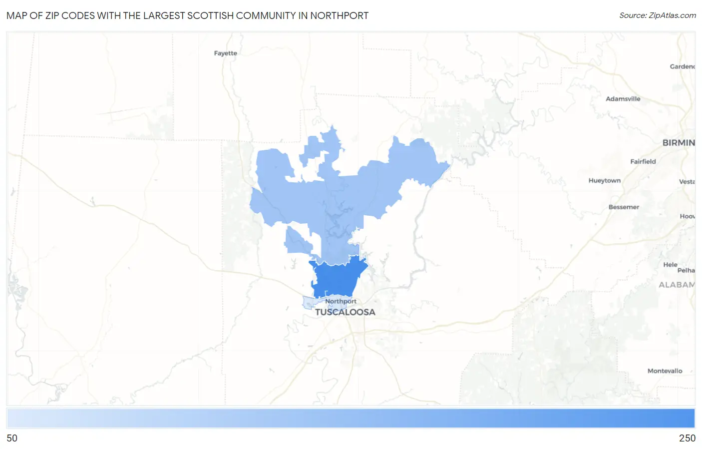 Zip Codes with the Largest Scottish Community in Northport Map