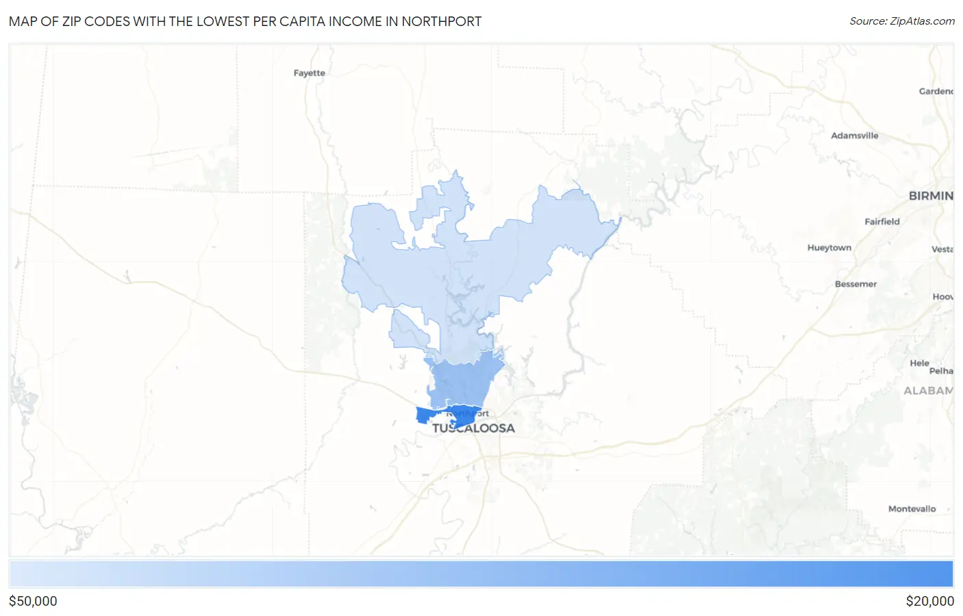 Zip Codes with the Lowest Per Capita Income in Northport Map