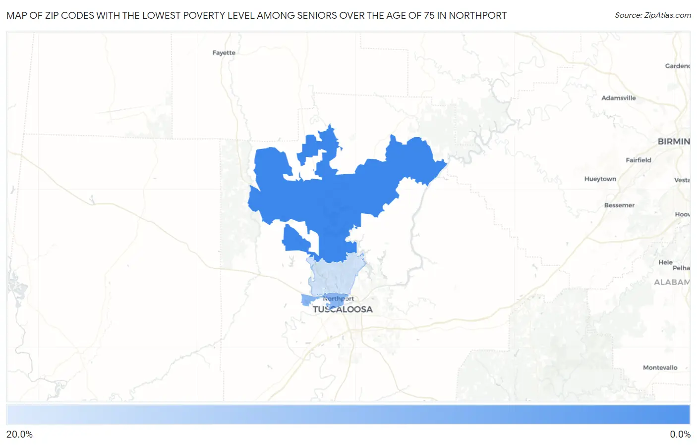 Zip Codes with the Lowest Poverty Level Among Seniors Over the Age of 75 in Northport Map