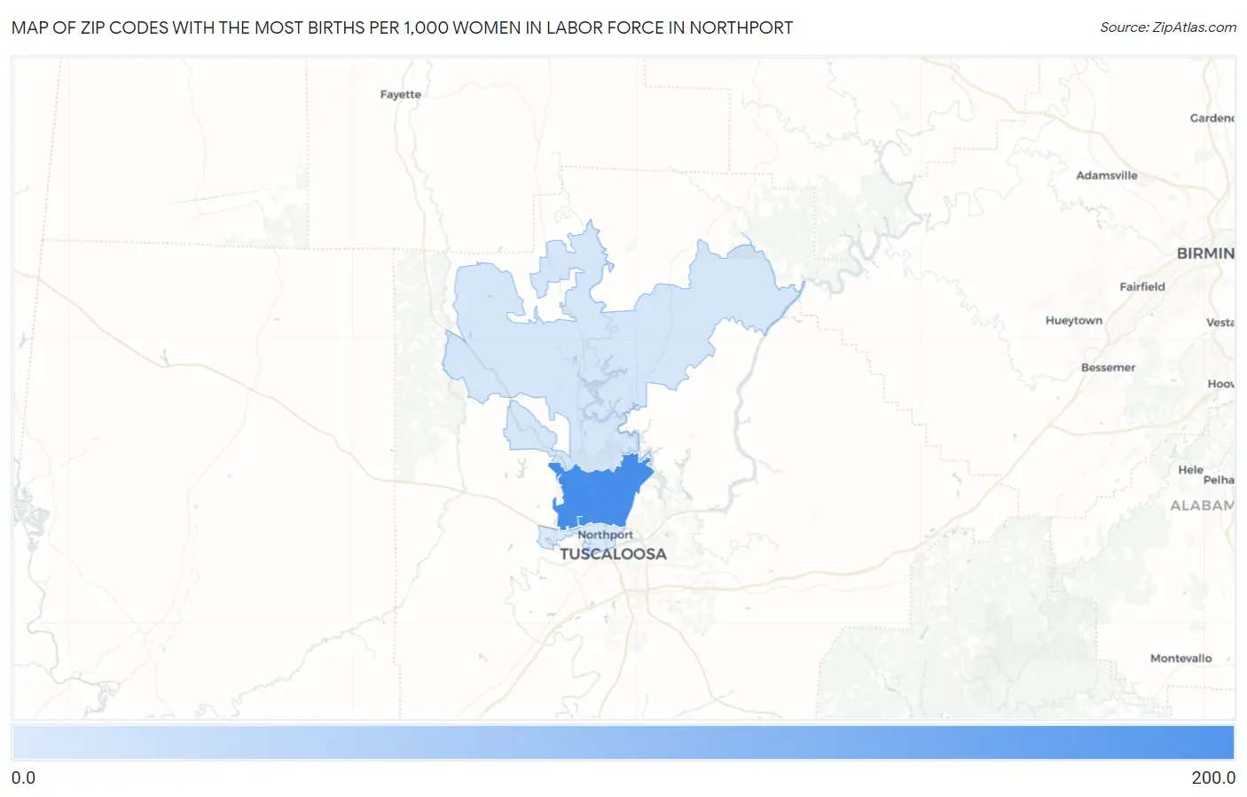 Zip Codes with the Most Births per 1,000 Women in Labor Force in Northport Map