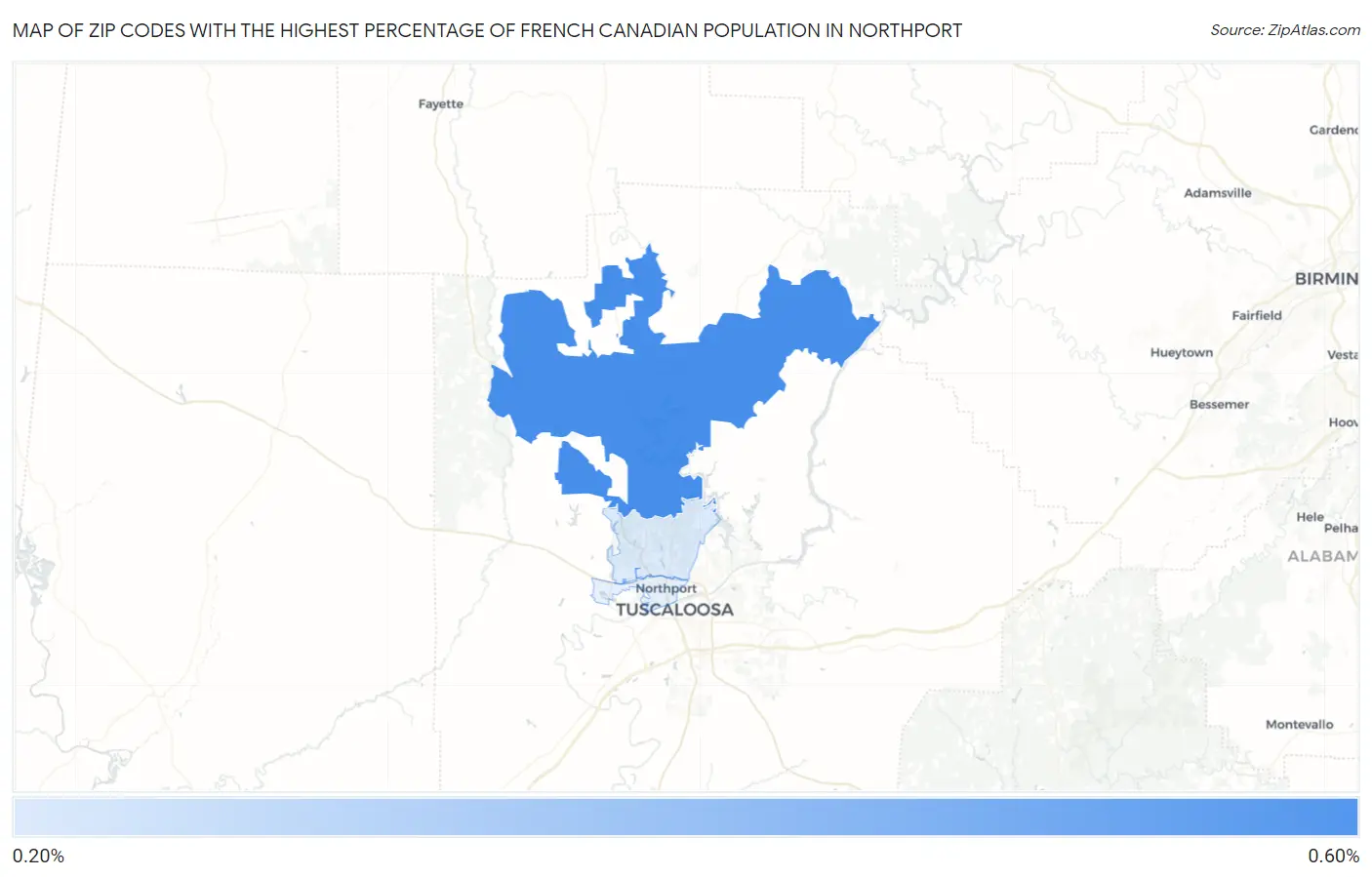 Zip Codes with the Highest Percentage of French Canadian Population in Northport Map