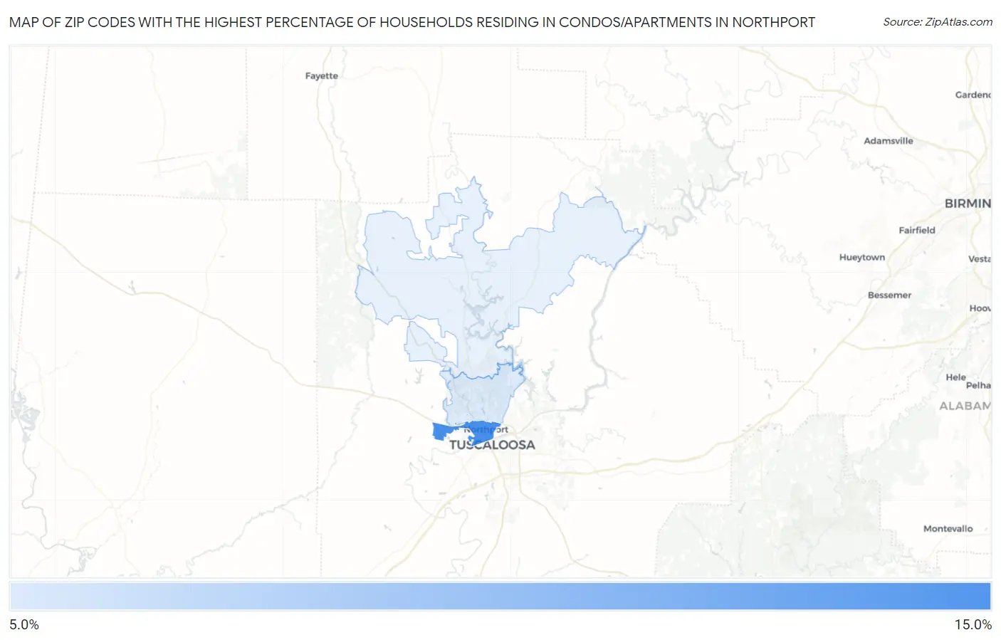 Zip Codes with the Highest Percentage of Households Residing in Condos/Apartments in Northport Map