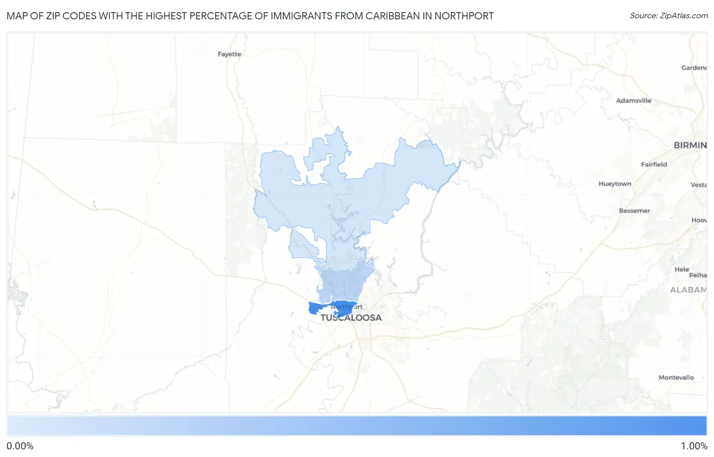 Zip Codes with the Highest Percentage of Immigrants from Caribbean in Northport Map