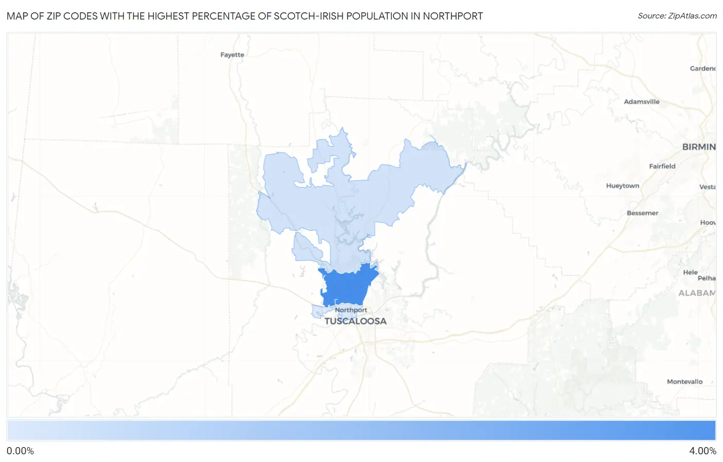 Zip Codes with the Highest Percentage of Scotch-Irish Population in Northport Map