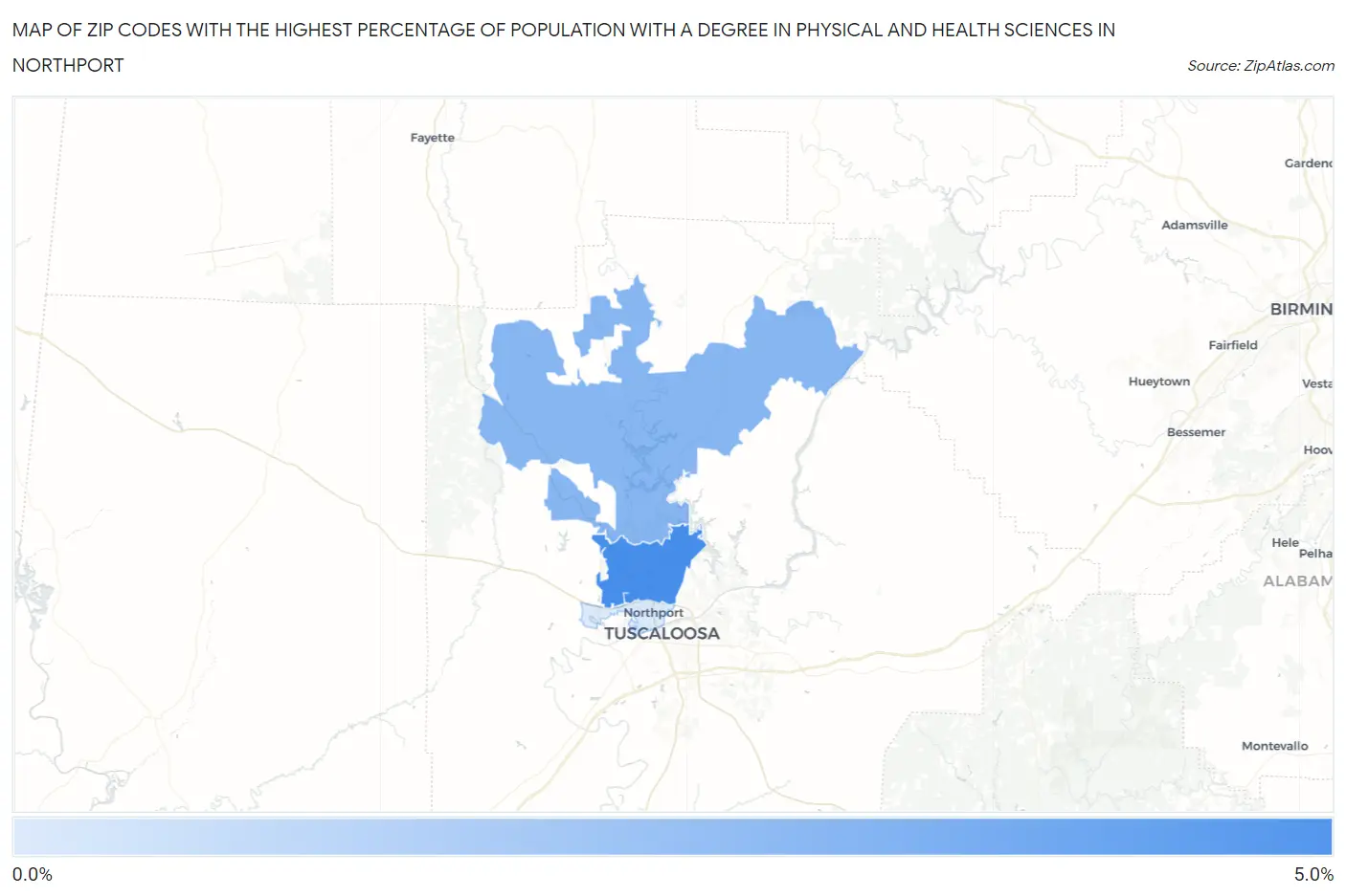 Zip Codes with the Highest Percentage of Population with a Degree in Physical and Health Sciences in Northport Map