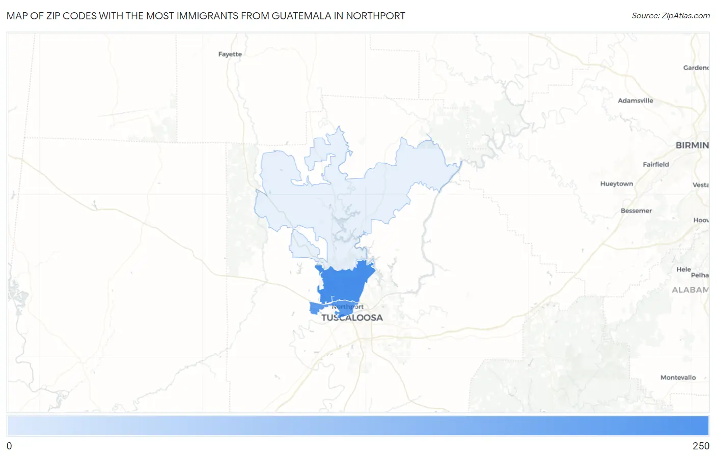 Zip Codes with the Most Immigrants from Guatemala in Northport Map