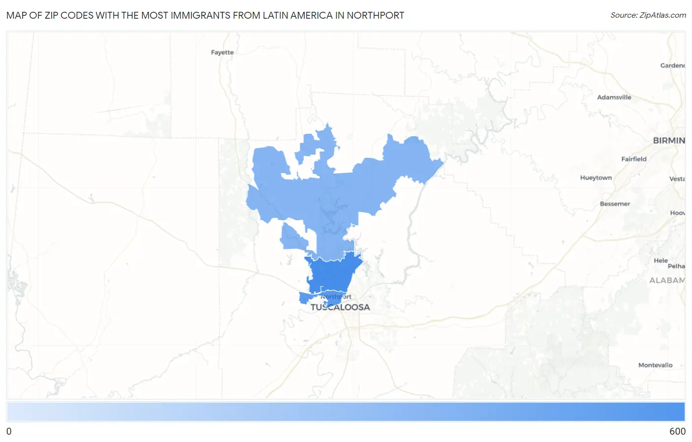 Zip Codes with the Most Immigrants from Latin America in Northport Map