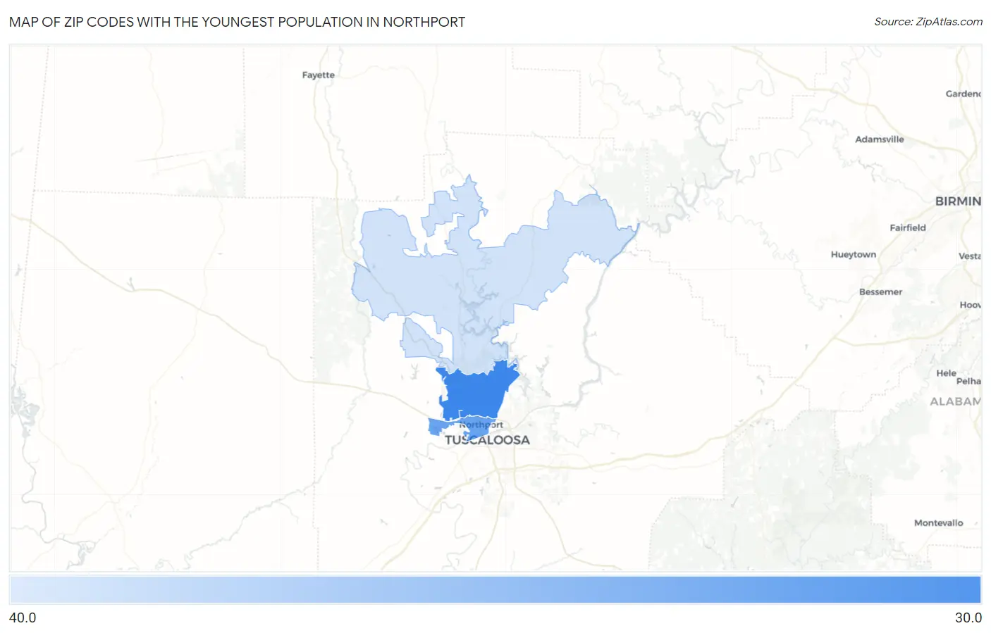 Zip Codes with the Youngest Population in Northport Map