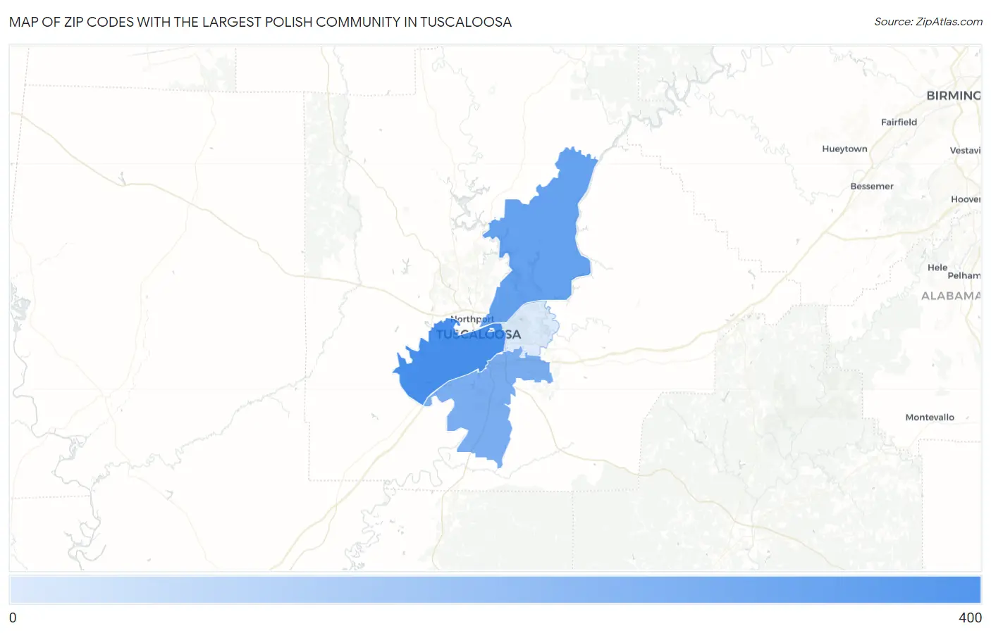 Zip Codes with the Largest Polish Community in Tuscaloosa Map