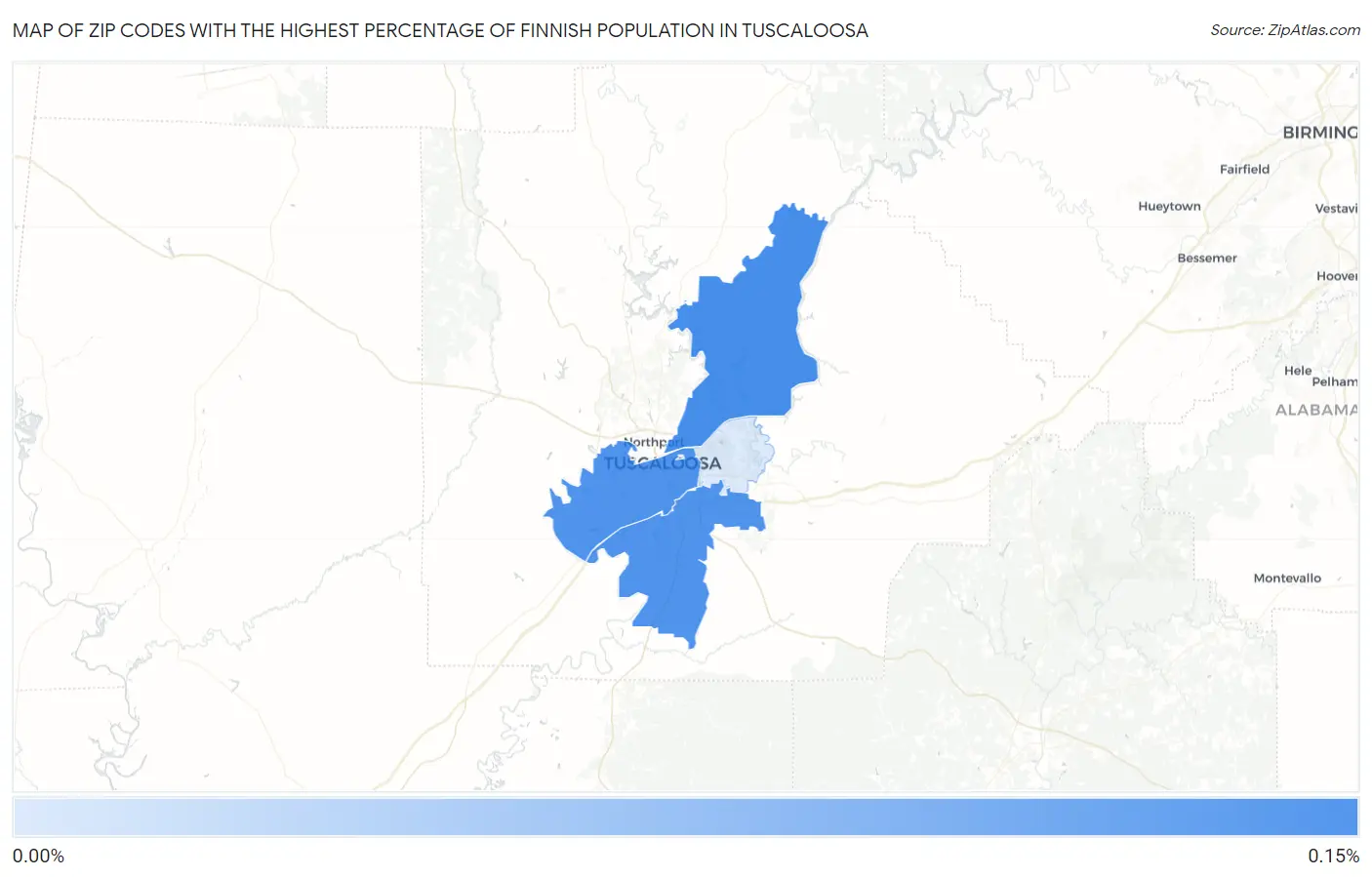 Zip Codes with the Highest Percentage of Finnish Population in Tuscaloosa Map