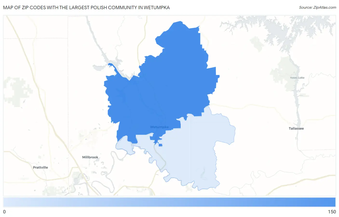 Zip Codes with the Largest Polish Community in Wetumpka Map