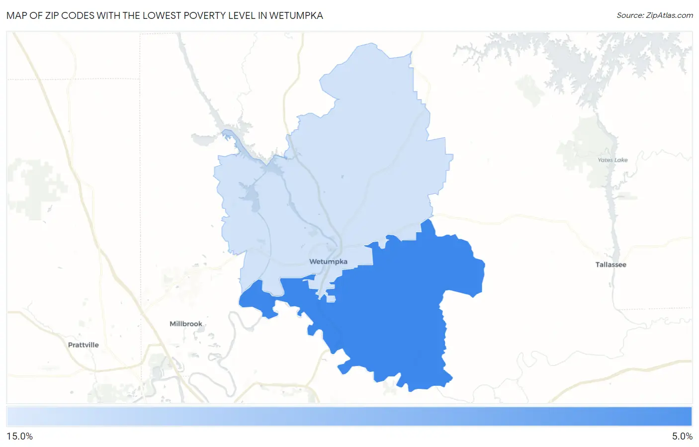 Zip Codes with the Lowest Poverty Level in Wetumpka Map