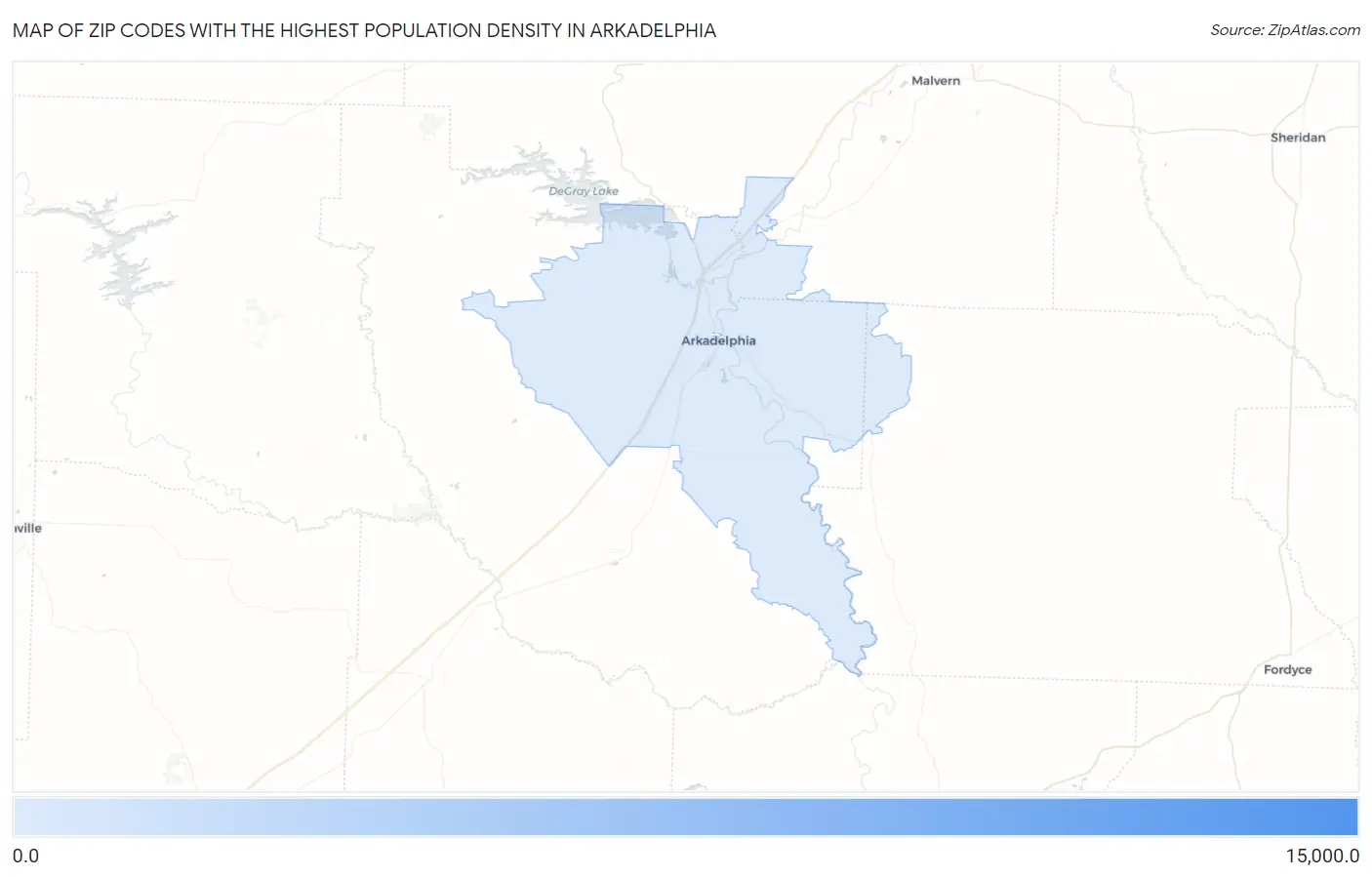 Zip Codes with the Highest Population Density in Arkadelphia Map