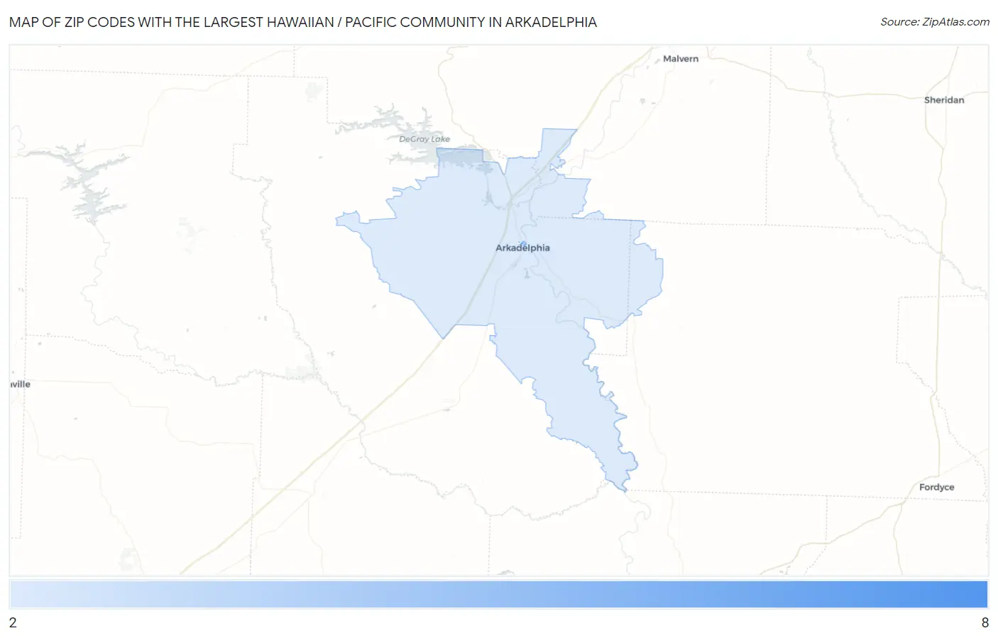 Zip Codes with the Largest Hawaiian / Pacific Community in Arkadelphia Map