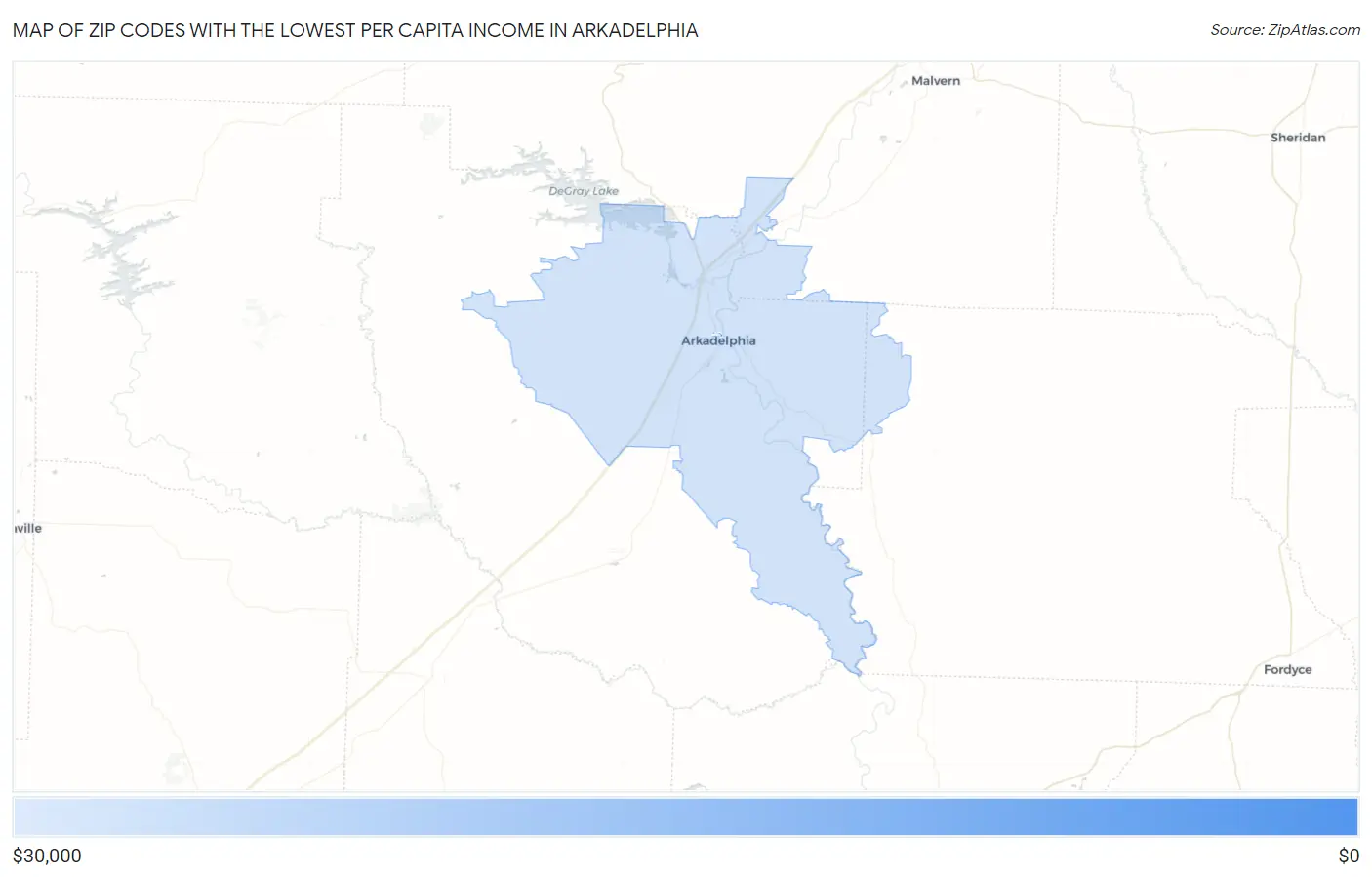 Zip Codes with the Lowest Per Capita Income in Arkadelphia Map
