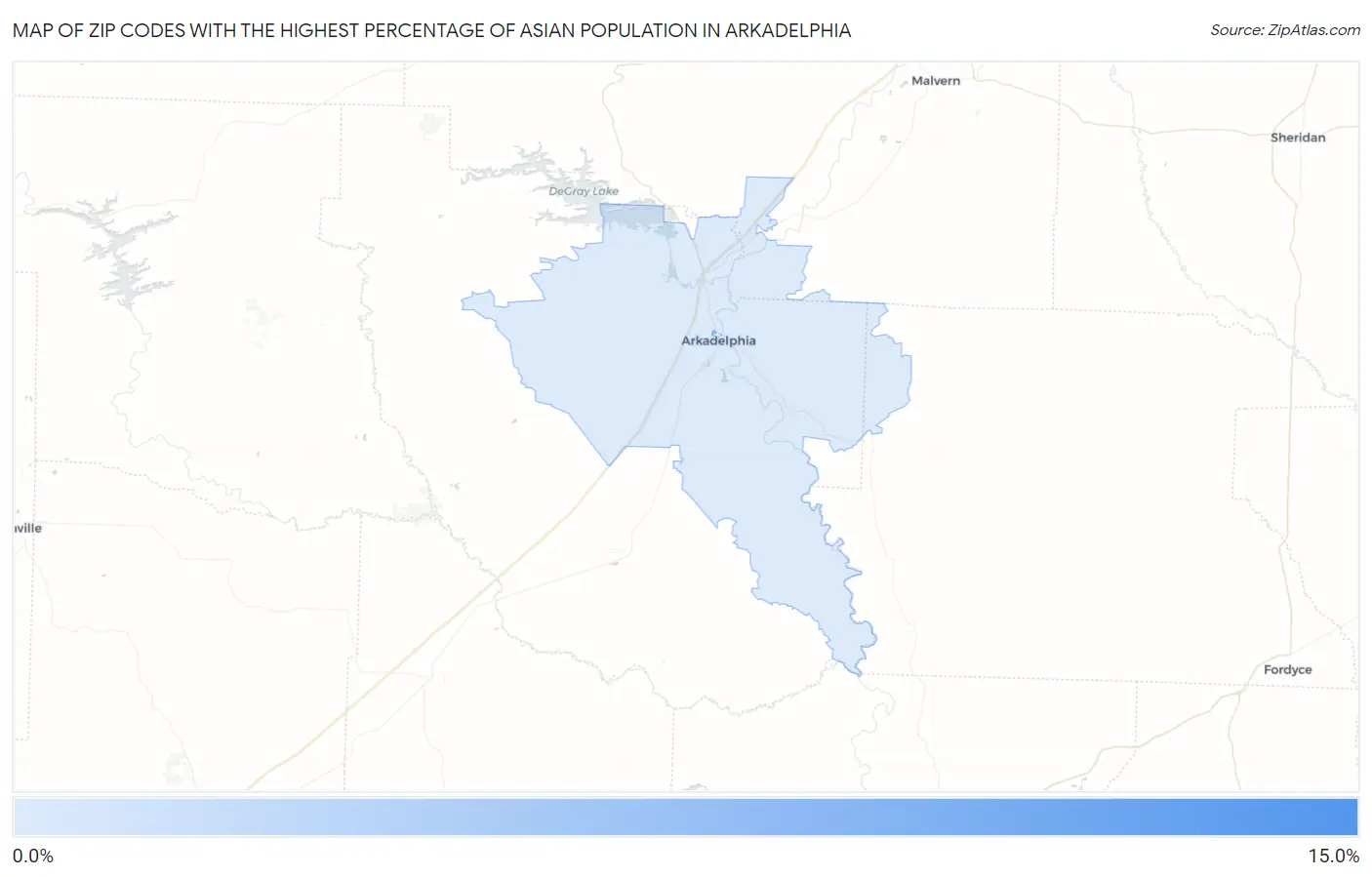 Zip Codes with the Highest Percentage of Asian Population in Arkadelphia Map