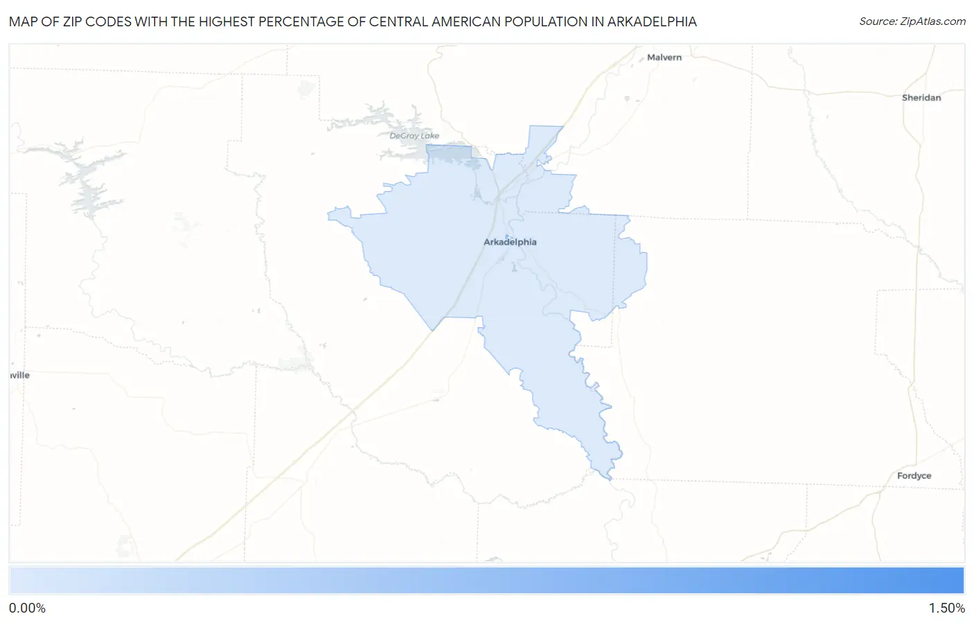 Zip Codes with the Highest Percentage of Central American Population in Arkadelphia Map
