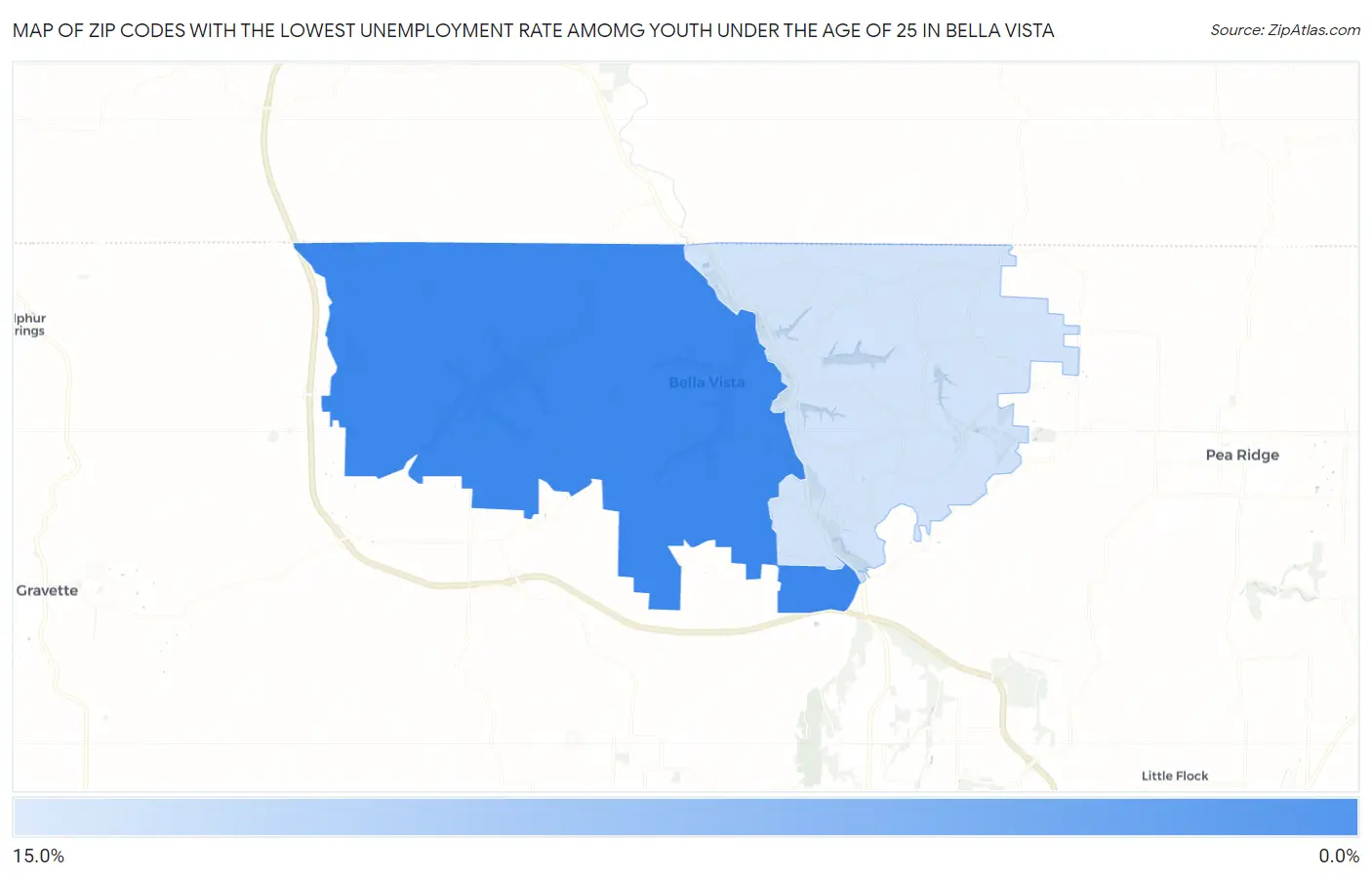 Zip Codes with the Lowest Unemployment Rate Amomg Youth Under the Age of 25 in Bella Vista Map