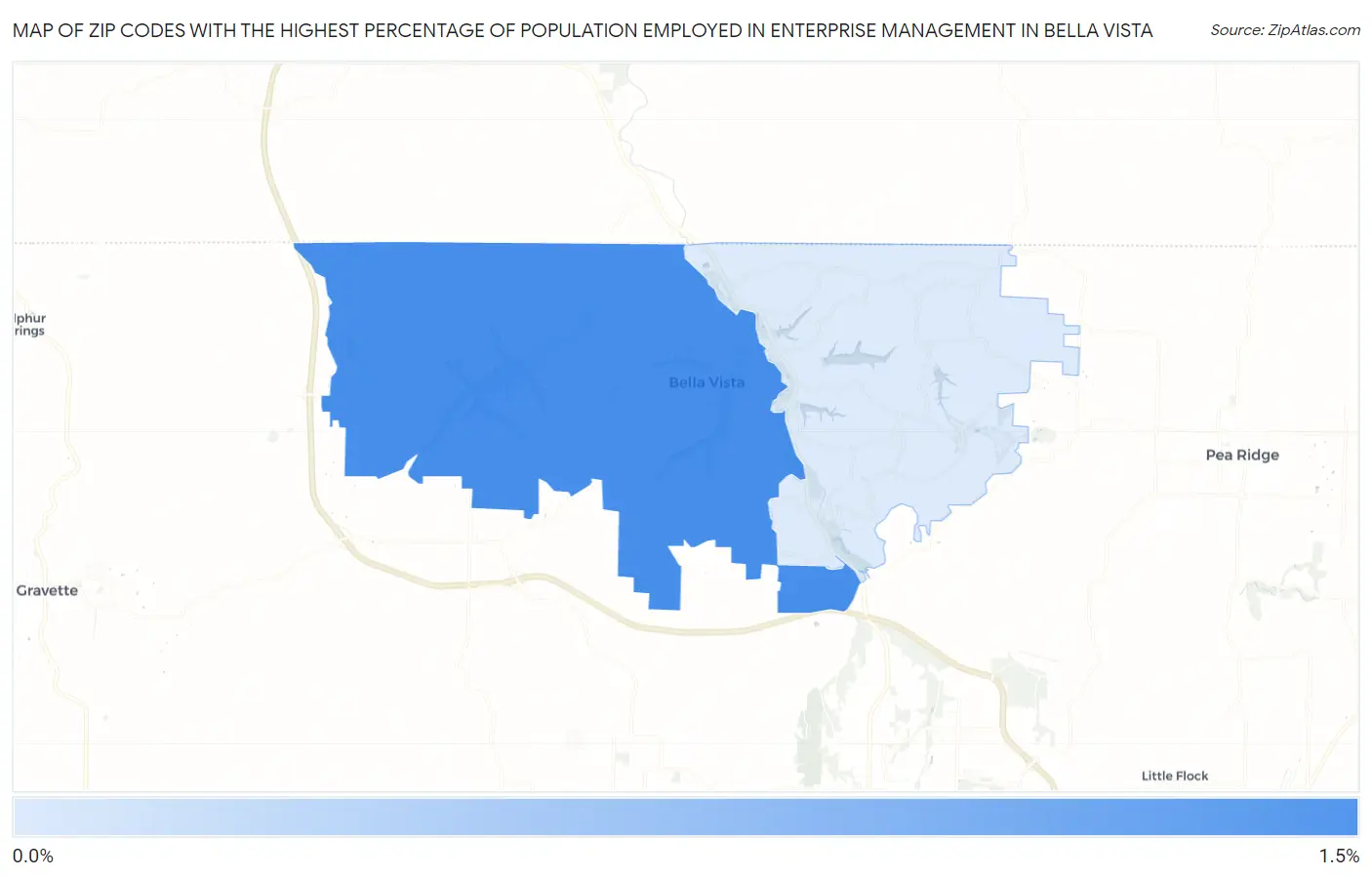 Zip Codes with the Highest Percentage of Population Employed in Enterprise Management in Bella Vista Map