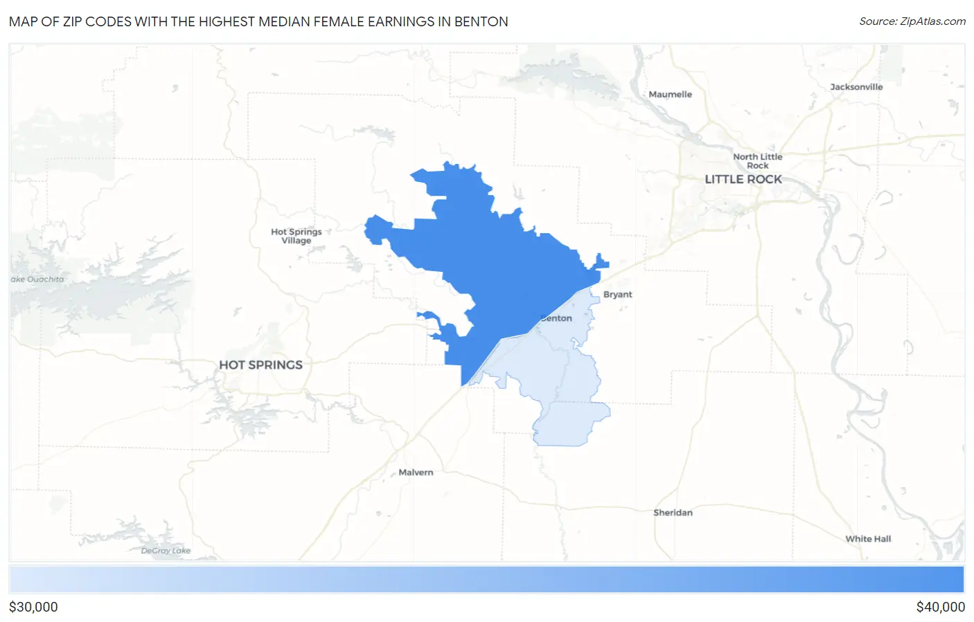Zip Codes with the Highest Median Female Earnings in Benton Map