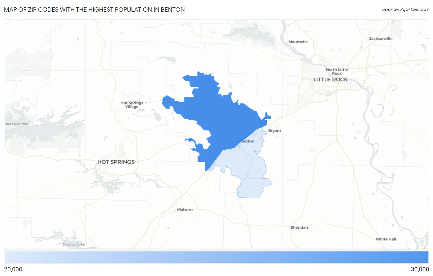 Zip Codes with the Highest Population in Benton Map
