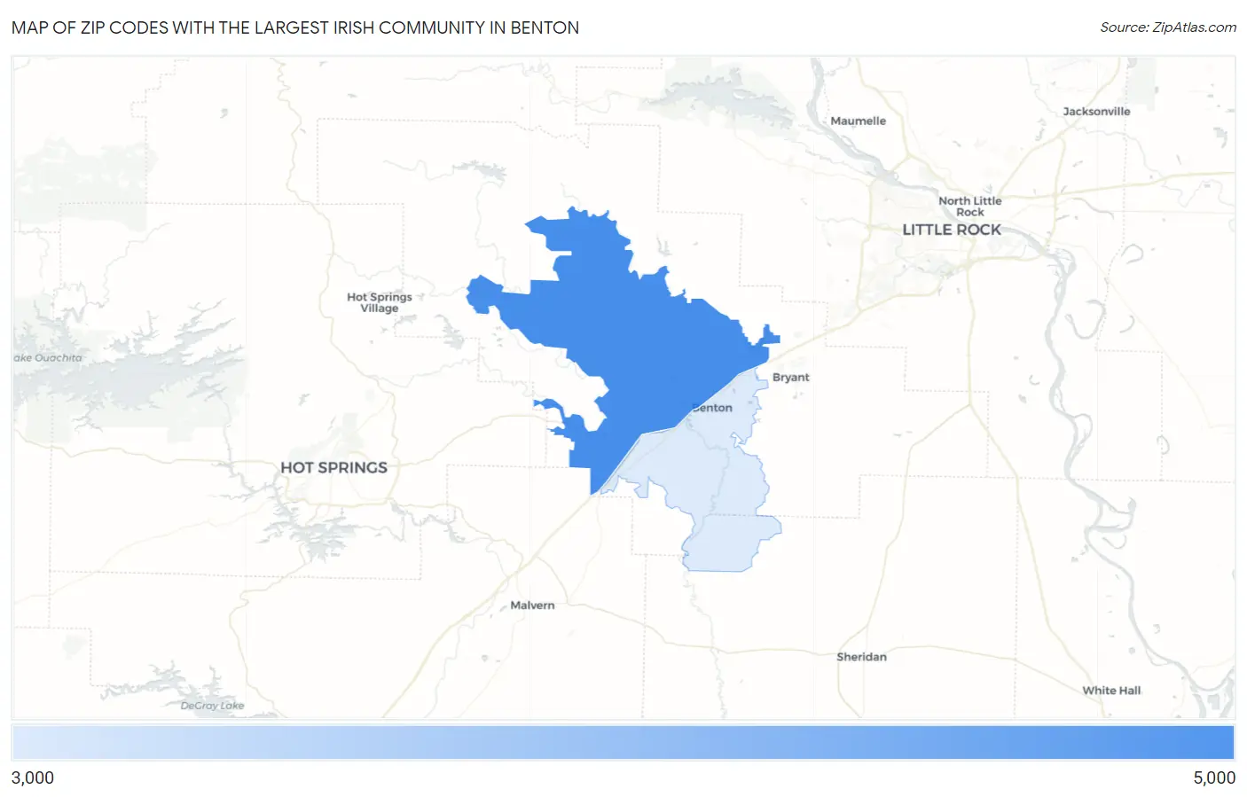 Zip Codes with the Largest Irish Community in Benton Map