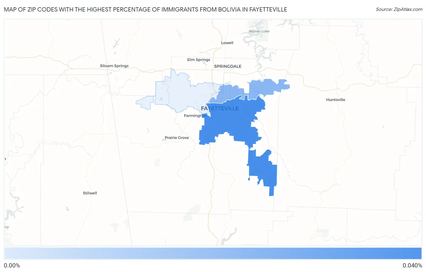 Zip Codes with the Highest Percentage of Immigrants from Bolivia in Fayetteville Map