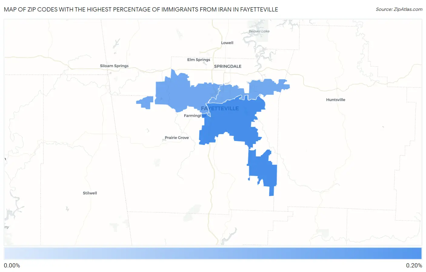 Zip Codes with the Highest Percentage of Immigrants from Iran in Fayetteville Map