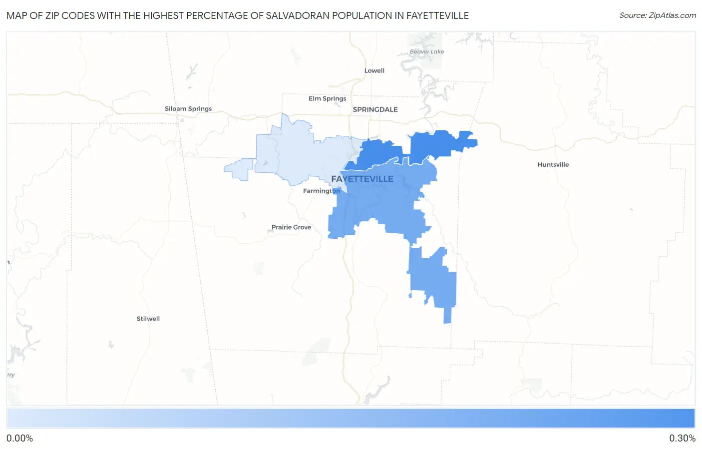 Zip Codes with the Highest Percentage of Salvadoran Population in Fayetteville Map