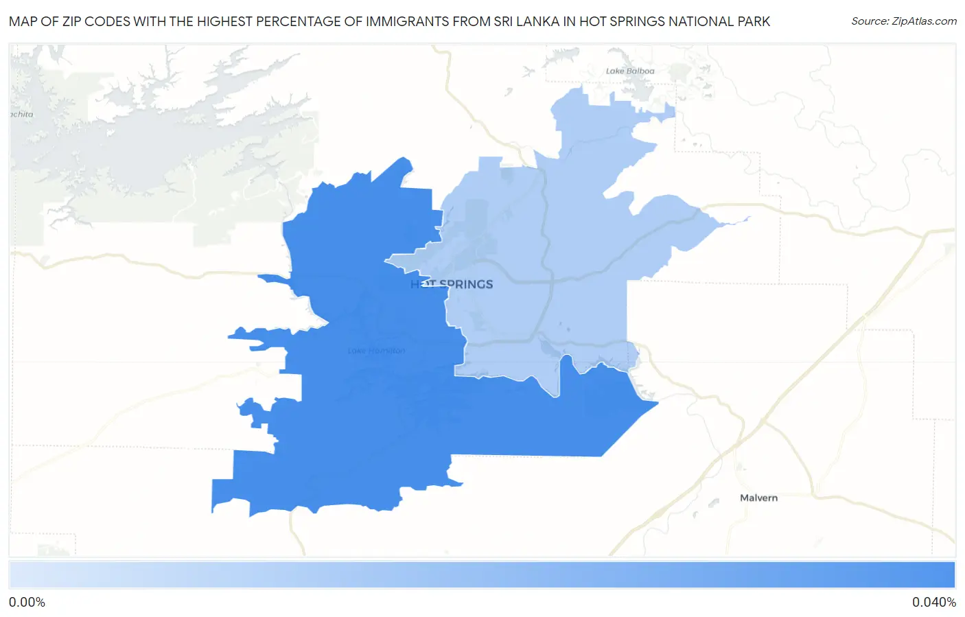 Zip Codes with the Highest Percentage of Immigrants from Sri Lanka in Hot Springs National Park Map