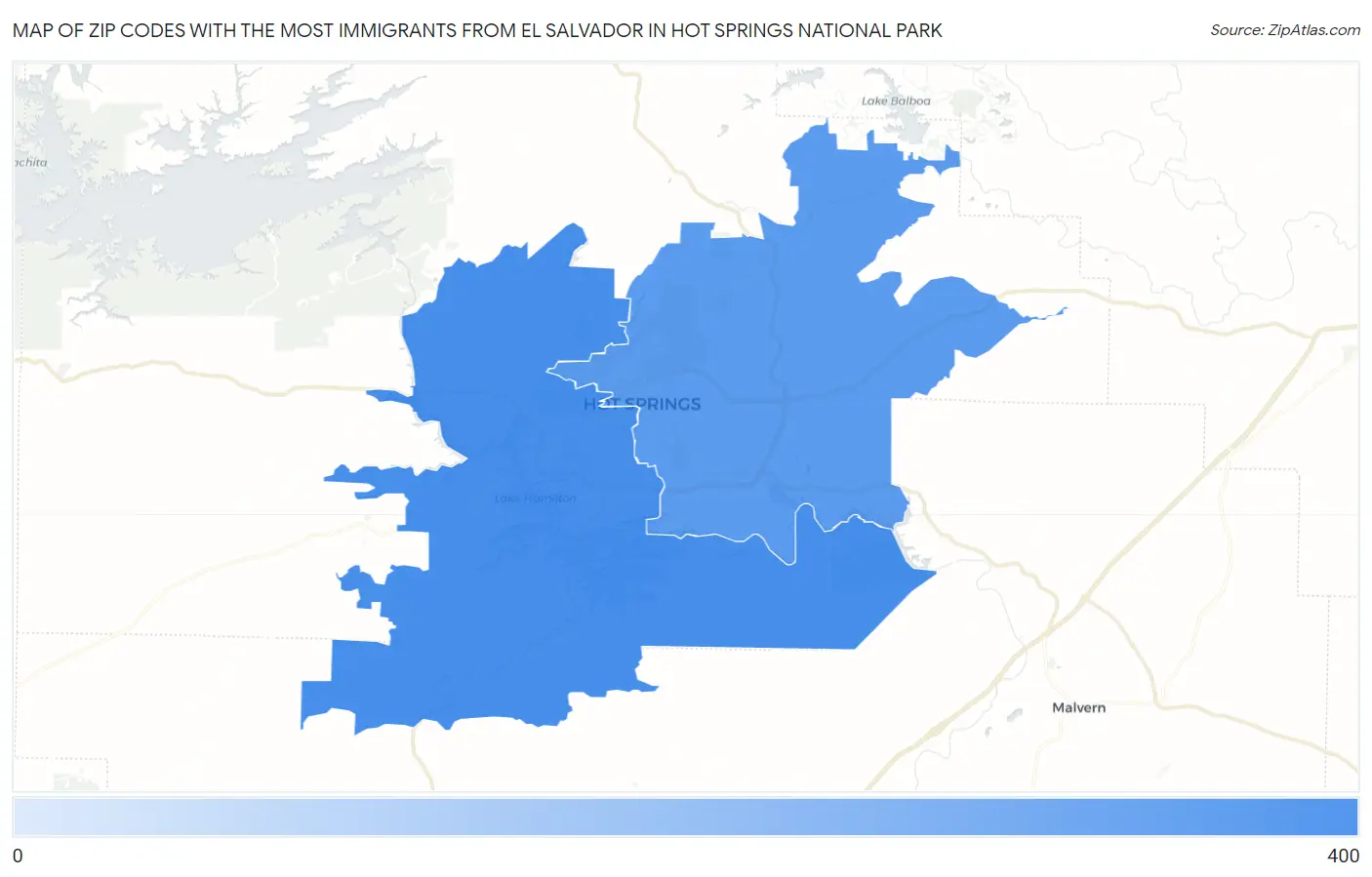 Zip Codes with the Most Immigrants from El Salvador in Hot Springs National Park Map