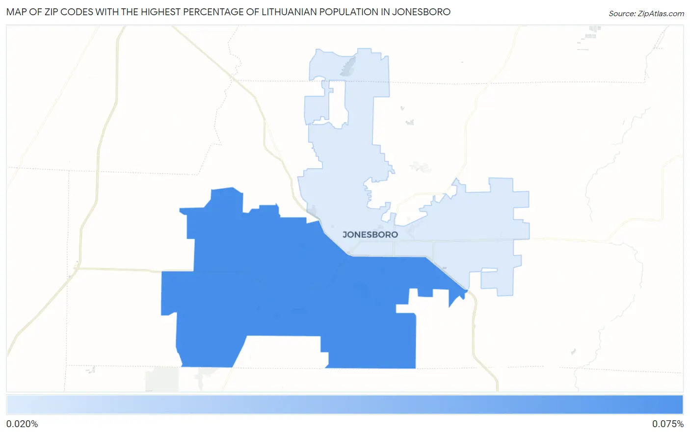 Zip Codes with the Highest Percentage of Lithuanian Population in Jonesboro Map