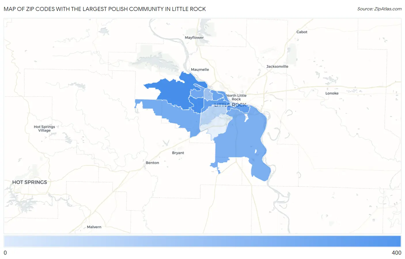 Zip Codes with the Largest Polish Community in Little Rock Map