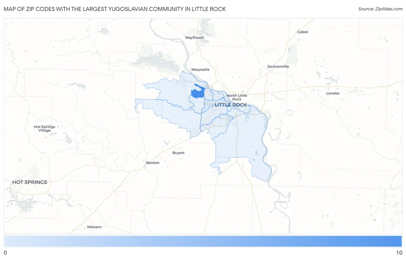 Zip Codes with the Largest Yugoslavian Community in Little Rock Map