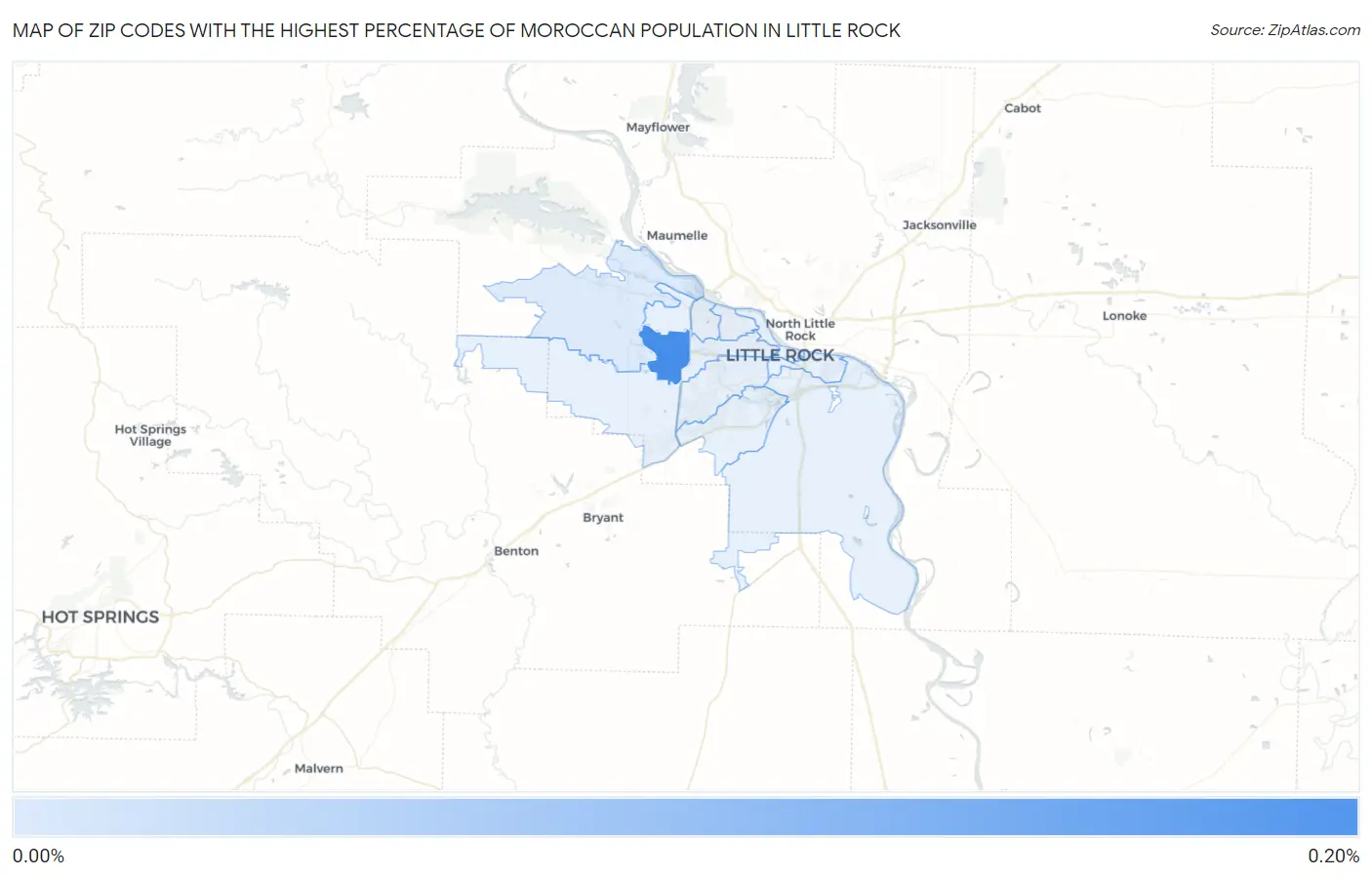Zip Codes with the Highest Percentage of Moroccan Population in Little Rock Map
