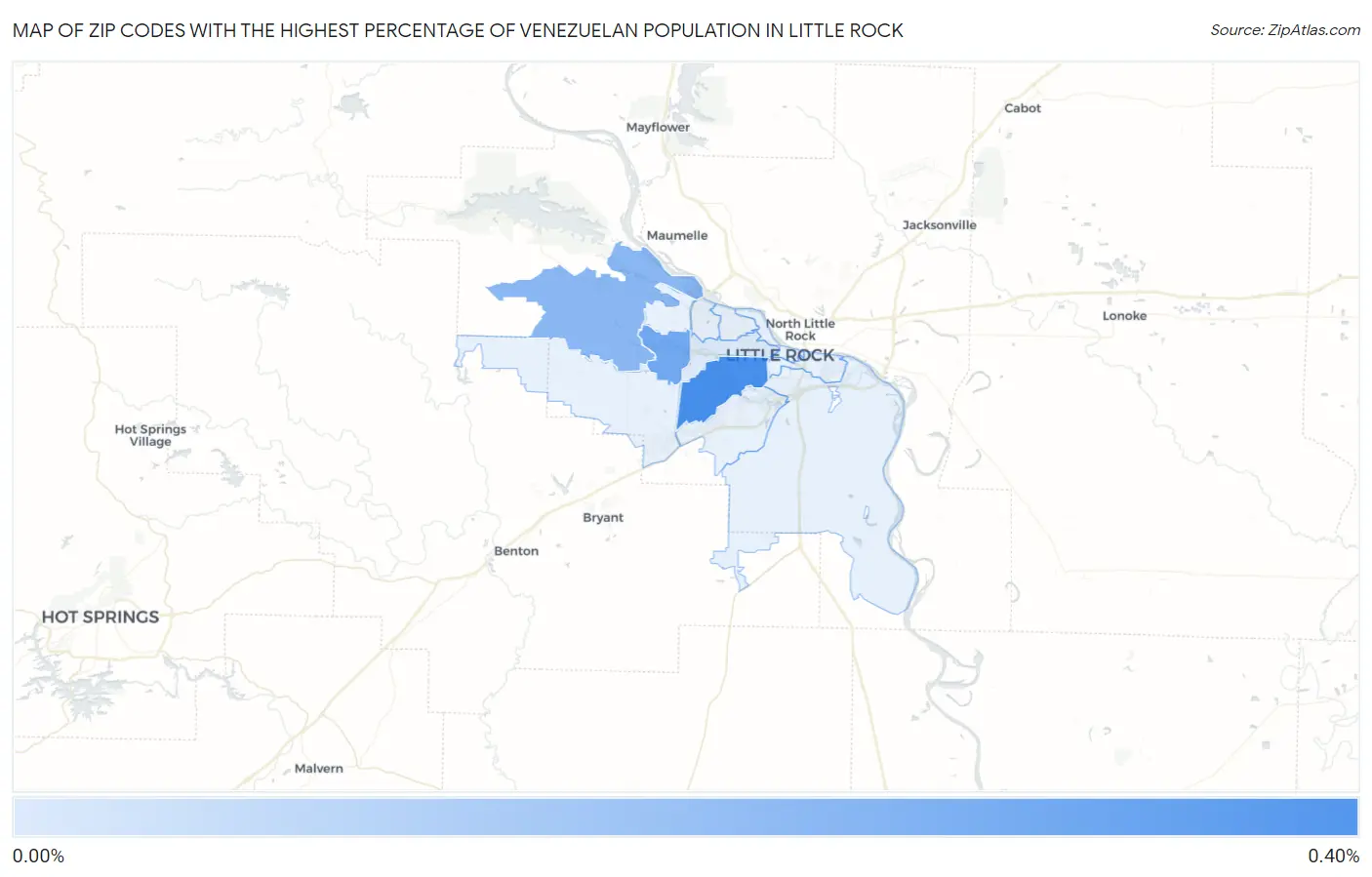 Zip Codes with the Highest Percentage of Venezuelan Population in Little Rock Map