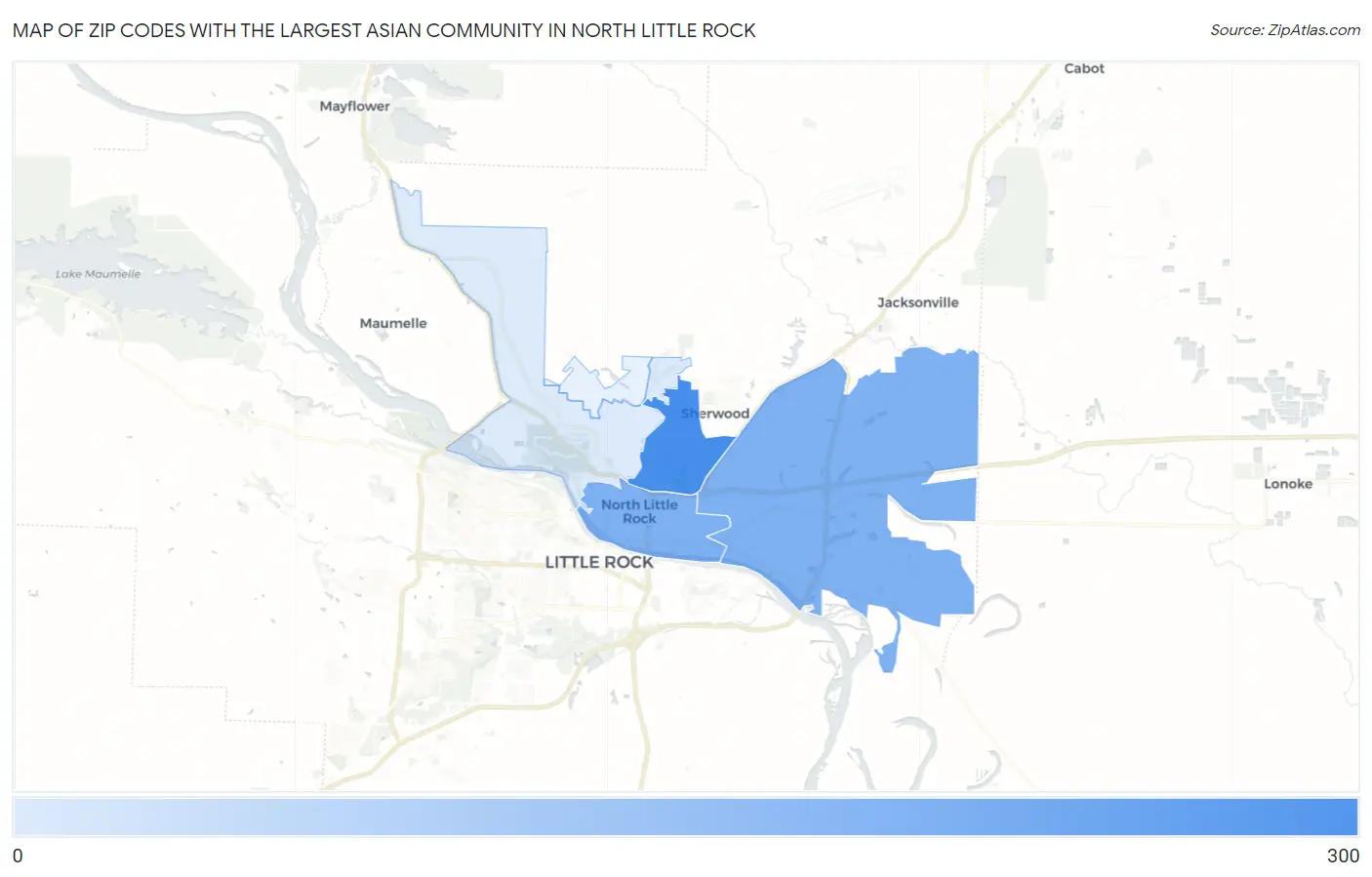 Zip Codes with the Largest Asian Community in North Little Rock Map