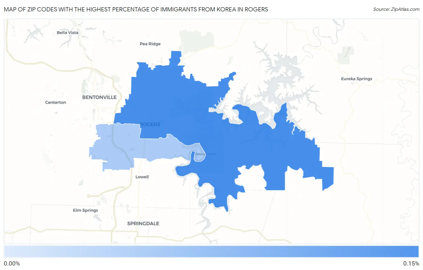 Zip Codes with the Highest Percentage of Immigrants from Korea in Rogers Map