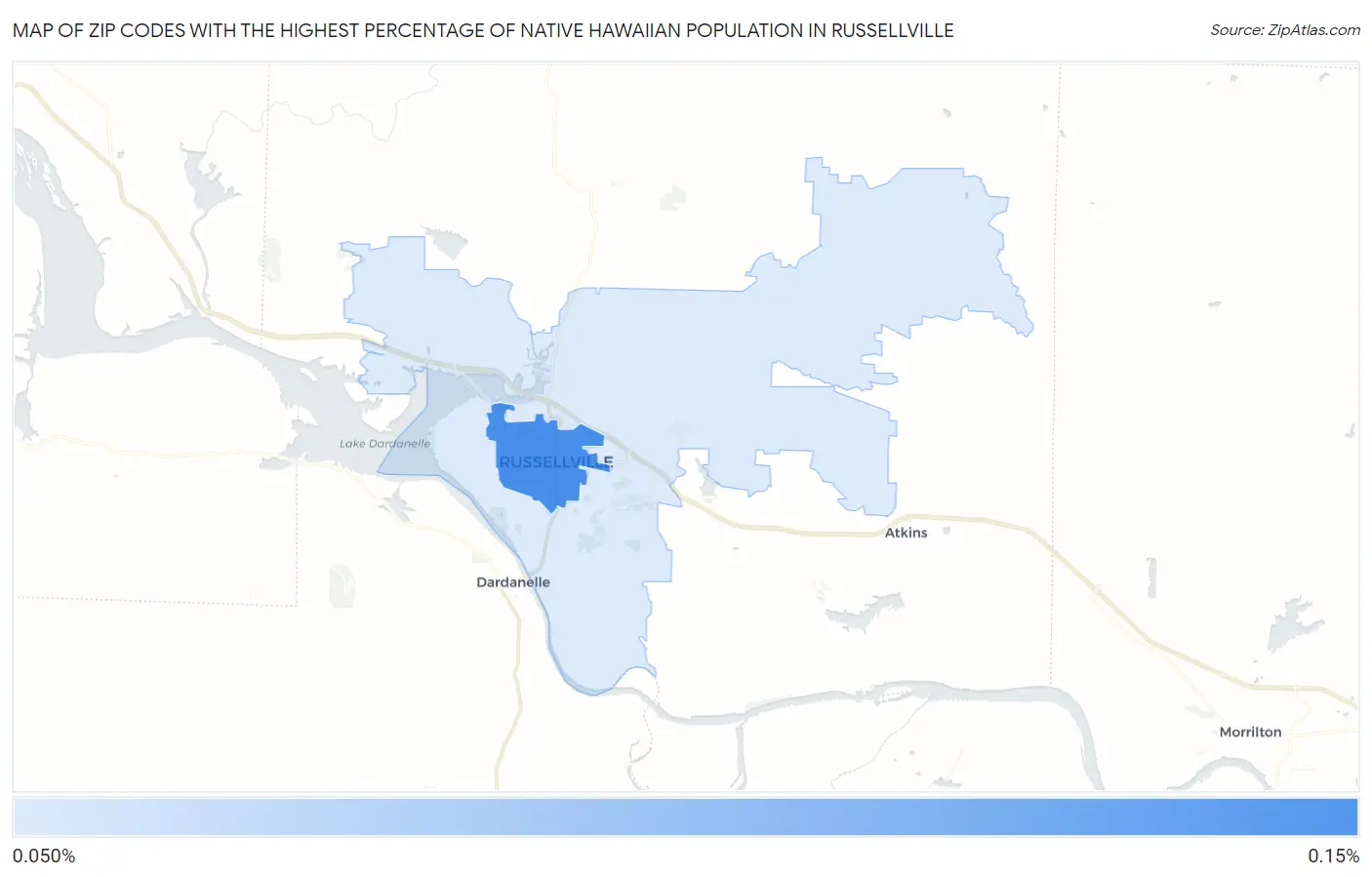 Zip Codes with the Highest Percentage of Native Hawaiian Population in Russellville Map