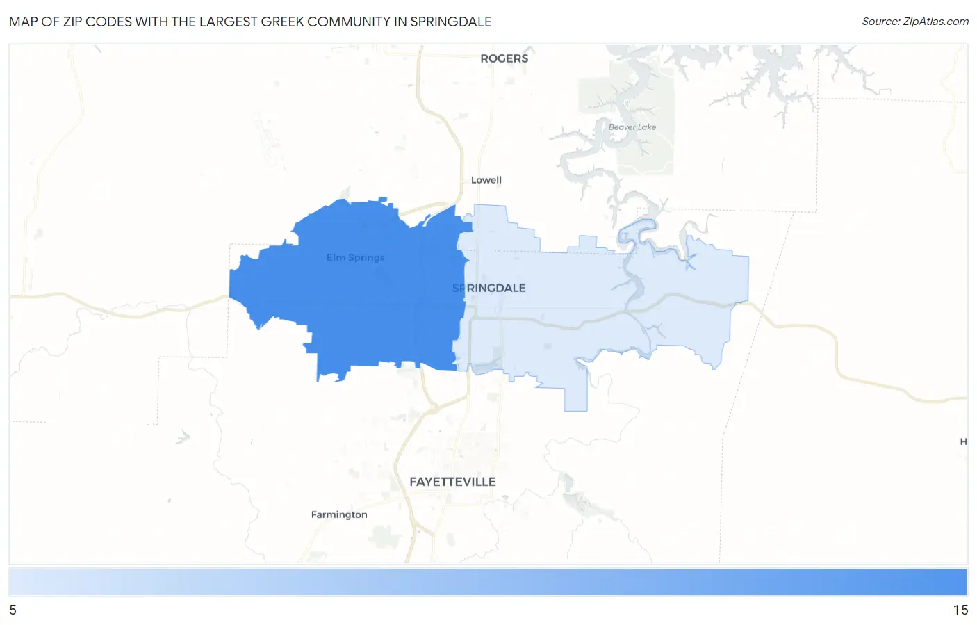 Zip Codes with the Largest Greek Community in Springdale Map