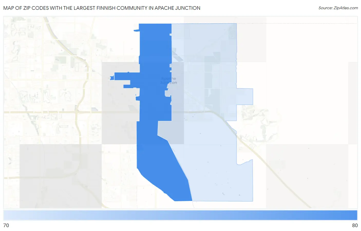 Zip Codes with the Largest Finnish Community in Apache Junction Map