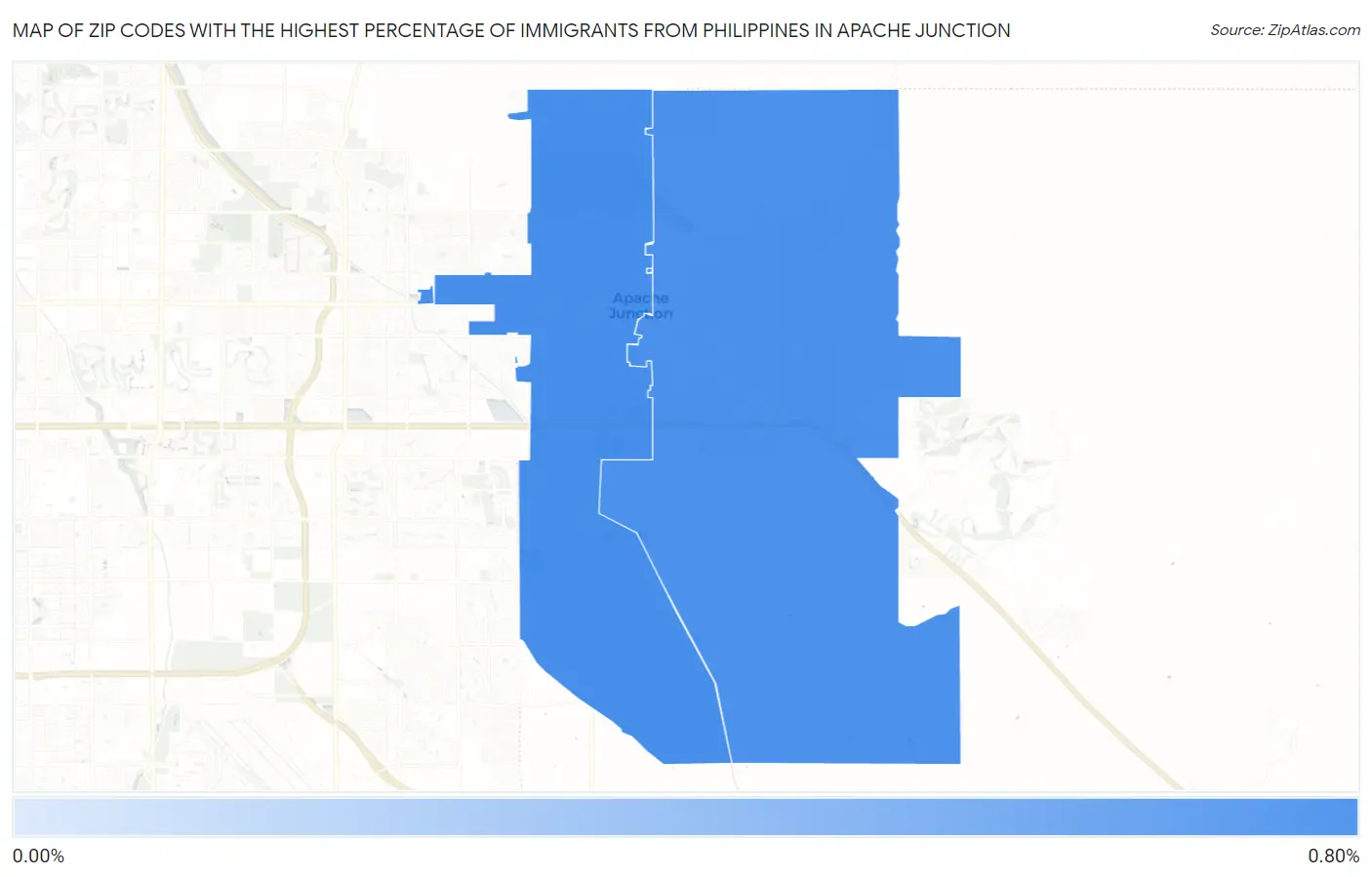 Zip Codes with the Highest Percentage of Immigrants from Philippines in Apache Junction Map