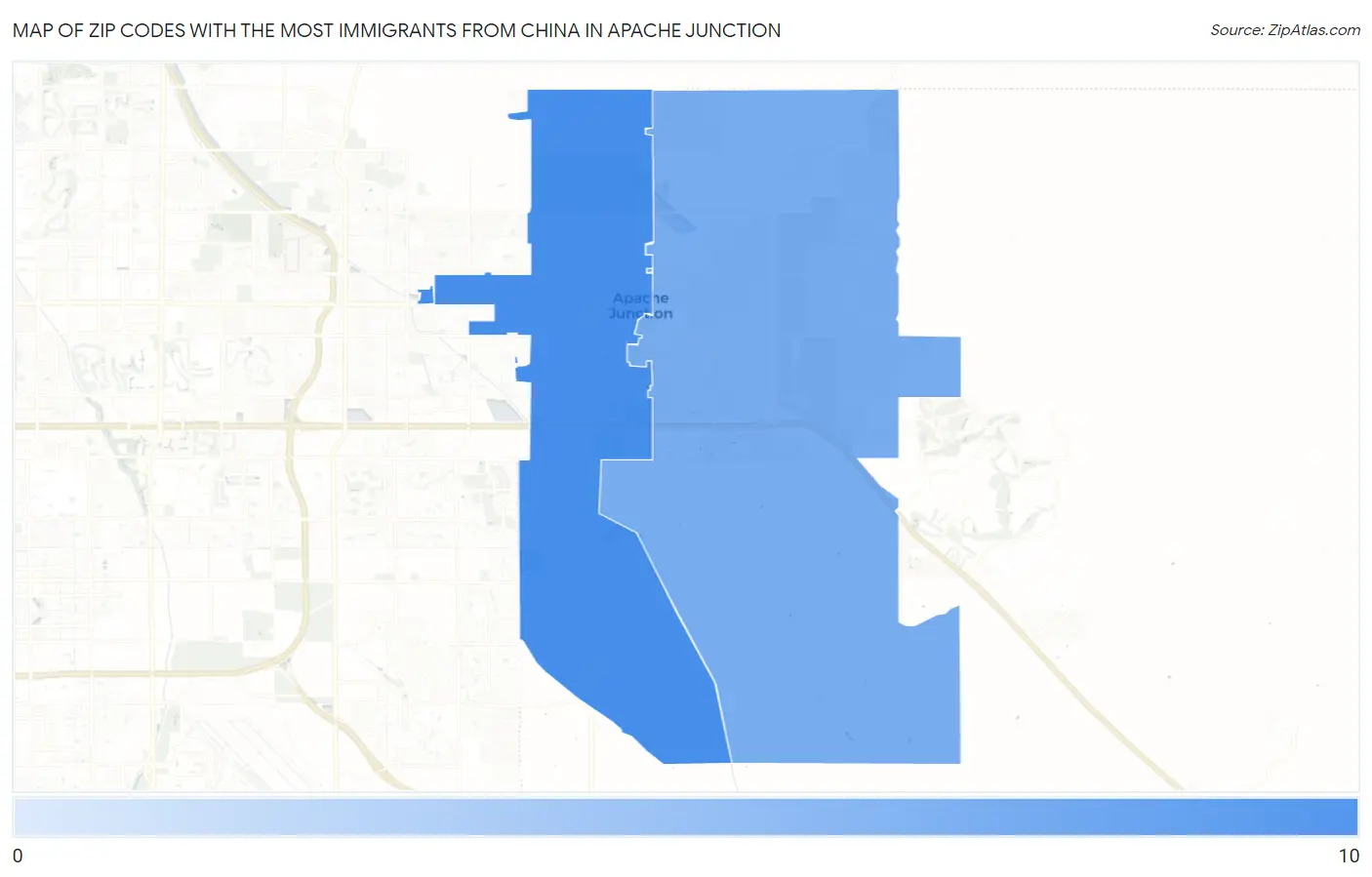 Zip Codes with the Most Immigrants from China in Apache Junction Map