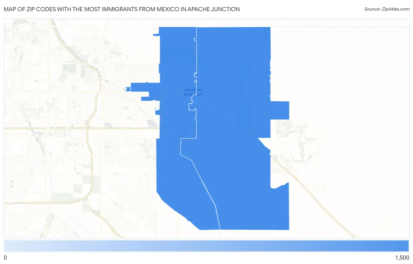Zip Codes with the Most Immigrants from Mexico in Apache Junction Map