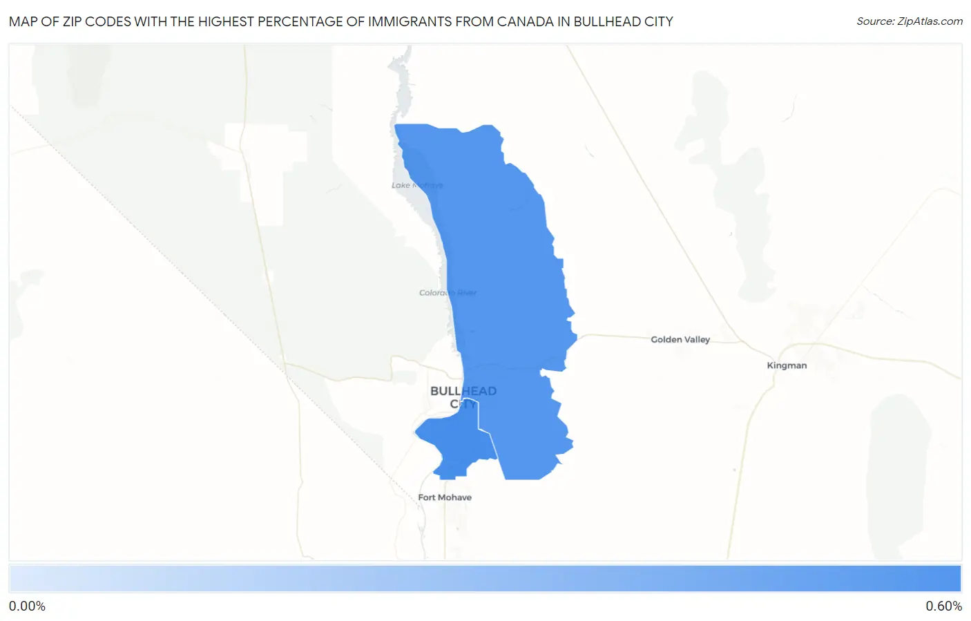 Zip Codes with the Highest Percentage of Immigrants from Canada in Bullhead City Map