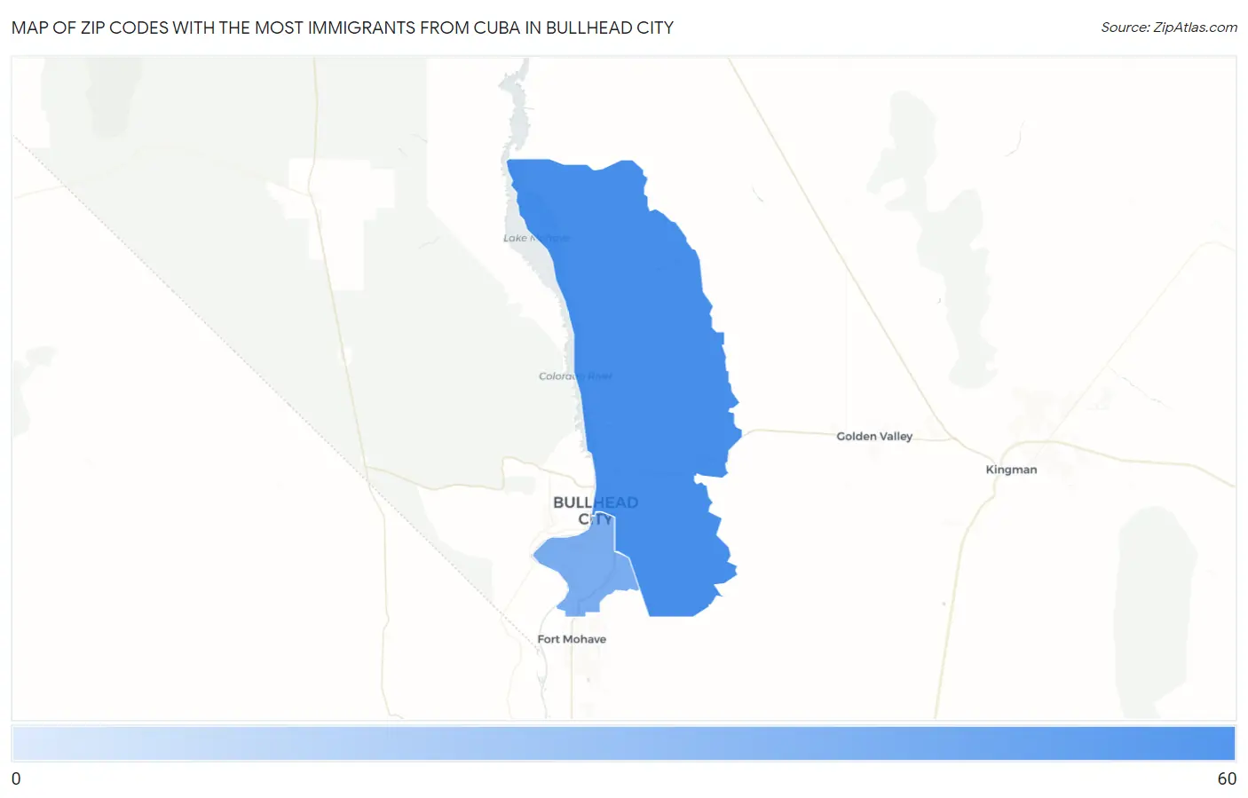 Zip Codes with the Most Immigrants from Cuba in Bullhead City Map